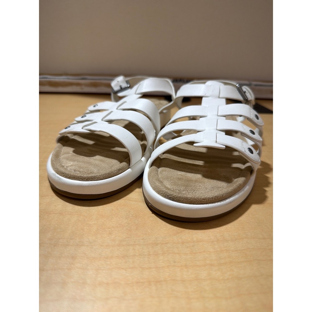 Comft Wave by Easy Street White Gladiator Sandals Womens 9N 31-4063 Flat Strappy